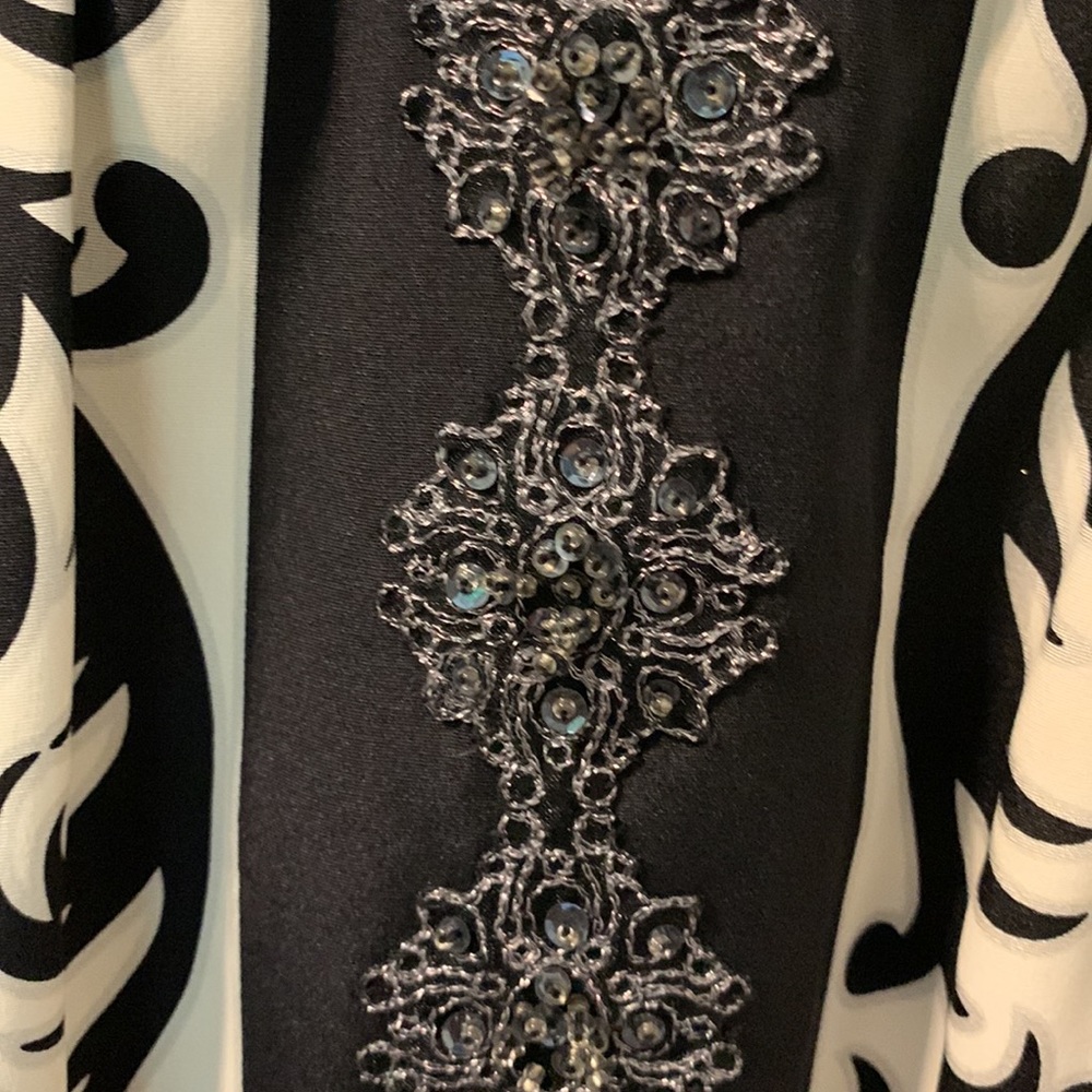 Nicole Miller Collection Black & White Printed Silk Dress Size 4 - Picture 4 of 10